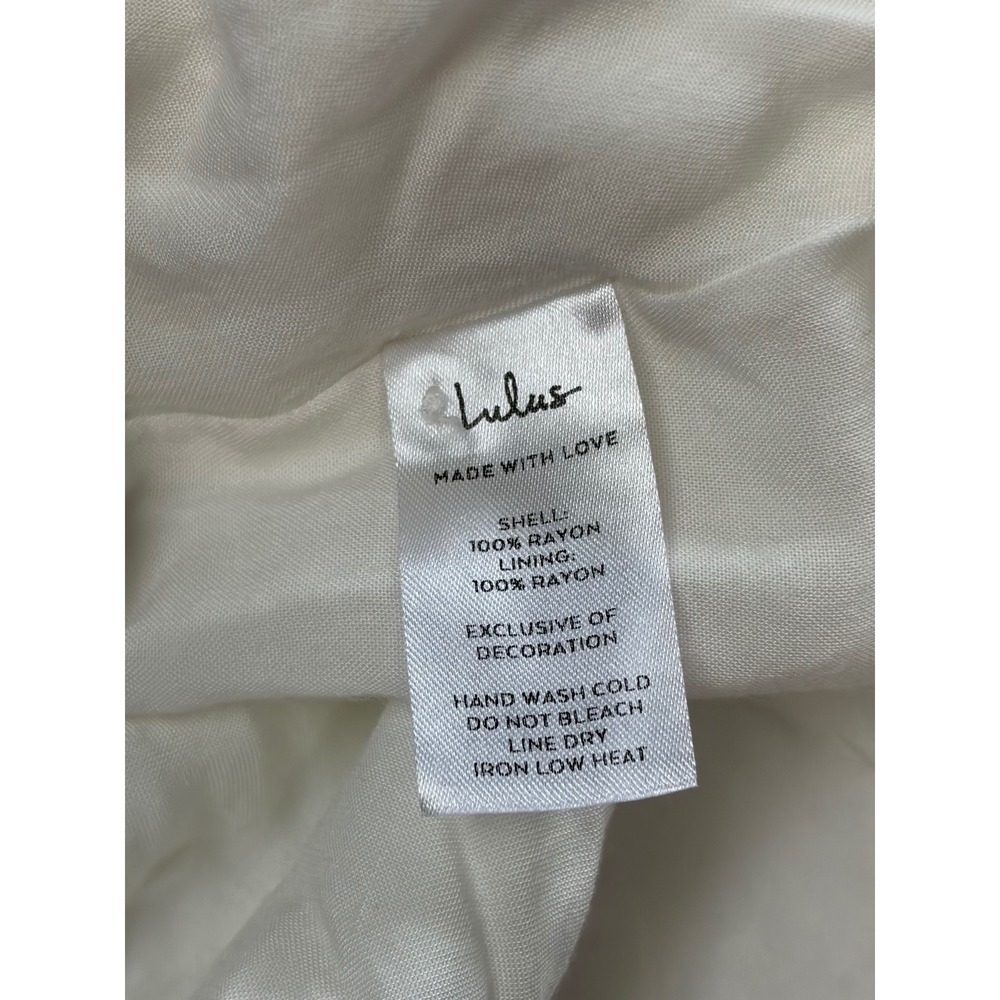 Lulus White Swiss Dot Maxi Dress Cottagecore Button Front Boho Lace‎ Trim Large - Picture 12 of 13